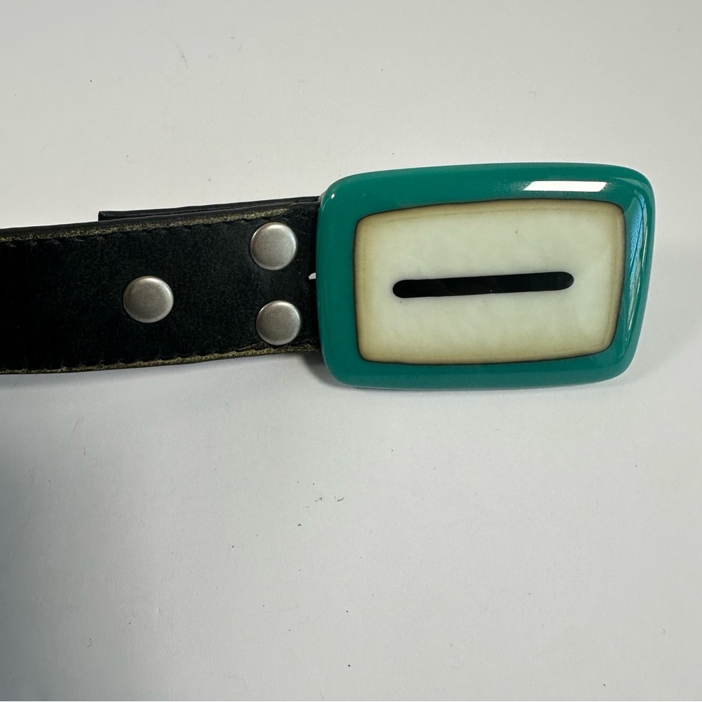Vintage Classico Italia Genuine Leather Black Belt Retro Buckle Mens L‎ Unisex - Picture 2 of 7